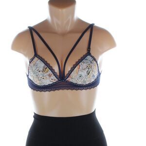 PINK Victoria's Secret Floral Lace Strappy Front Bralette Blue Size S